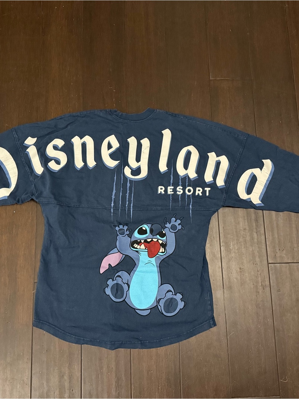 Disney Navy Long Sleeve Tee with Stitch Back Graphic